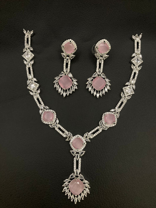 Rhodium Plated Zircon Necklace Set