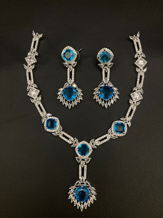 Rhodium Plated Zircon Plated Necklace Set