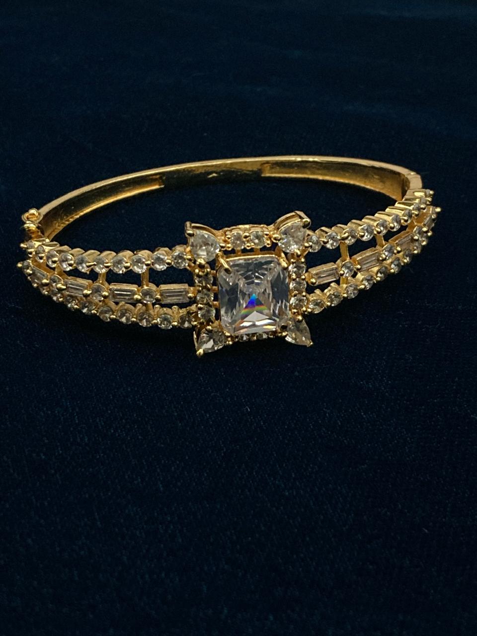 Premium Quality Gold Plated Zircon Studded Cuff Bracelet