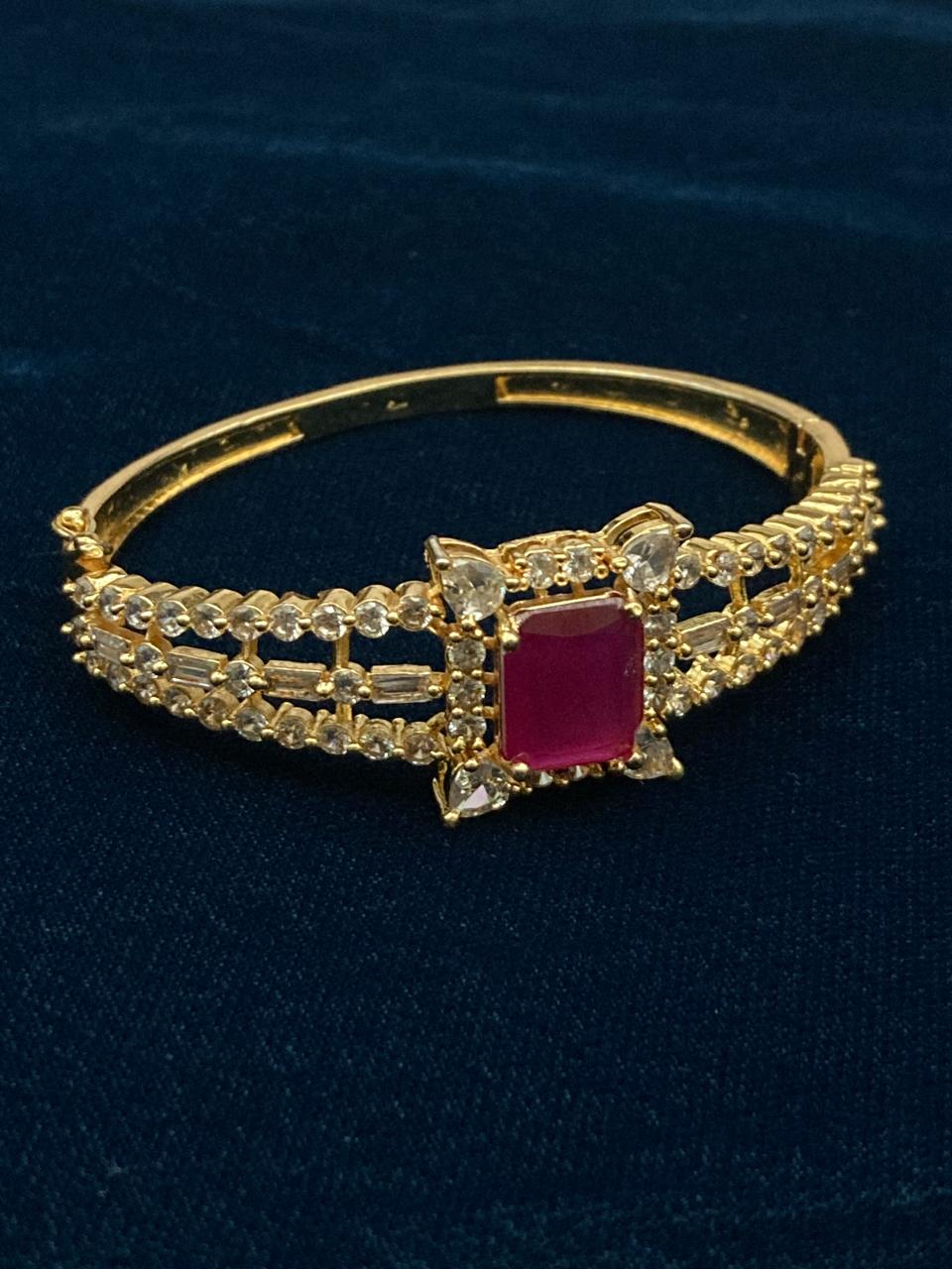 Premium Quality Gold Plated Zircon Studded Cuff Bracelet