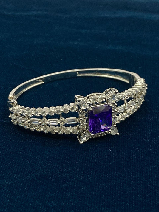 Premium Quality Rhodium Plated Zircon Studded Cuff Bracelet