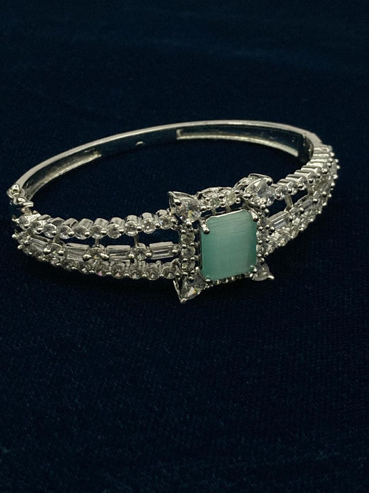 Premium Quality Rhodium Plated Zircon Studded Cuff Bracelet