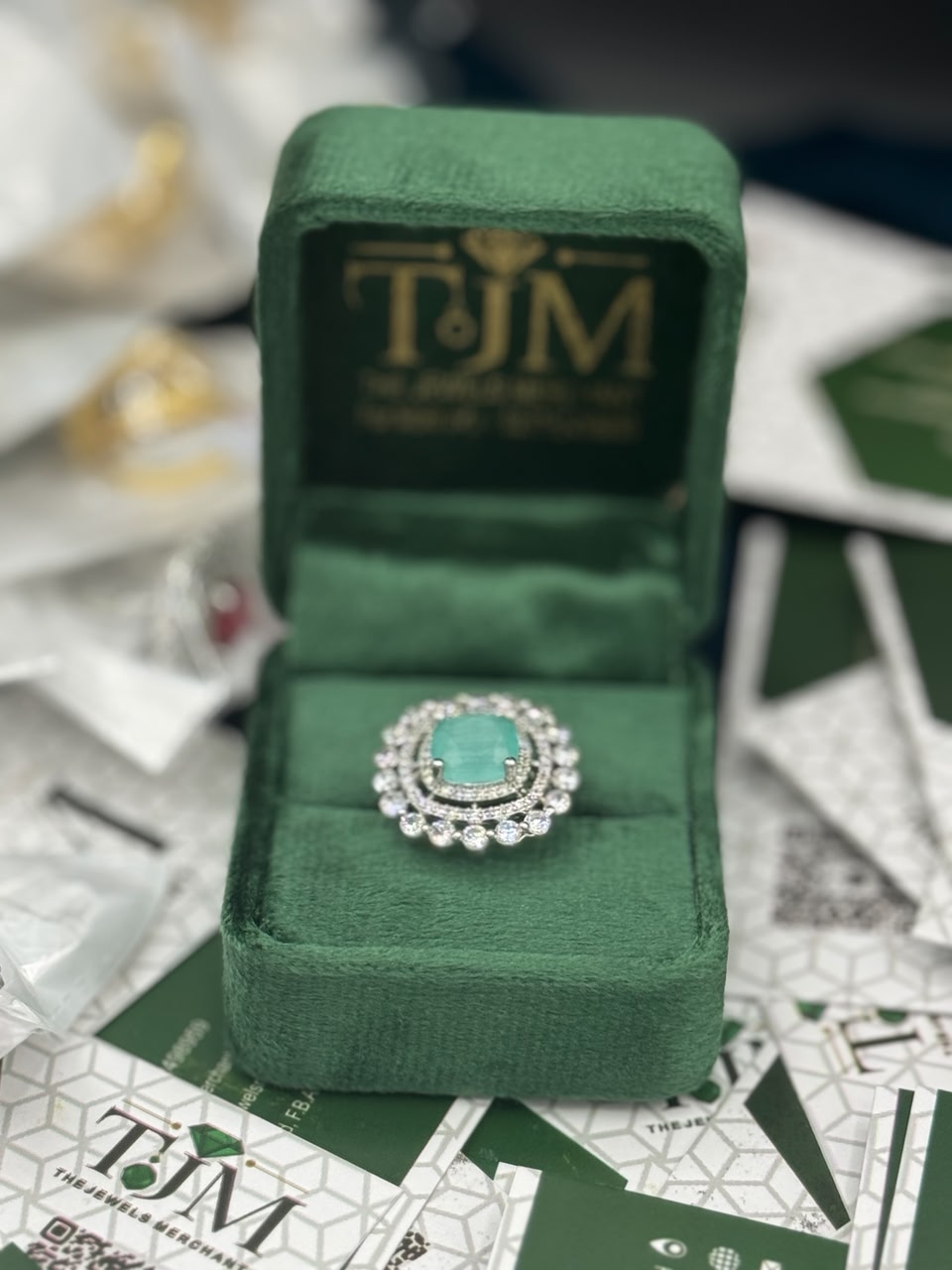 Deep Rhodium Plated Zircons Studded Ring
