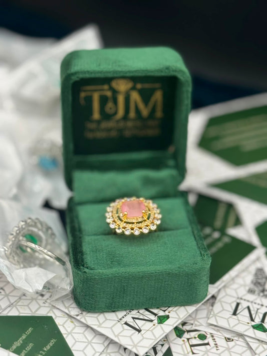 Gold Plated Zircons Studded Ring