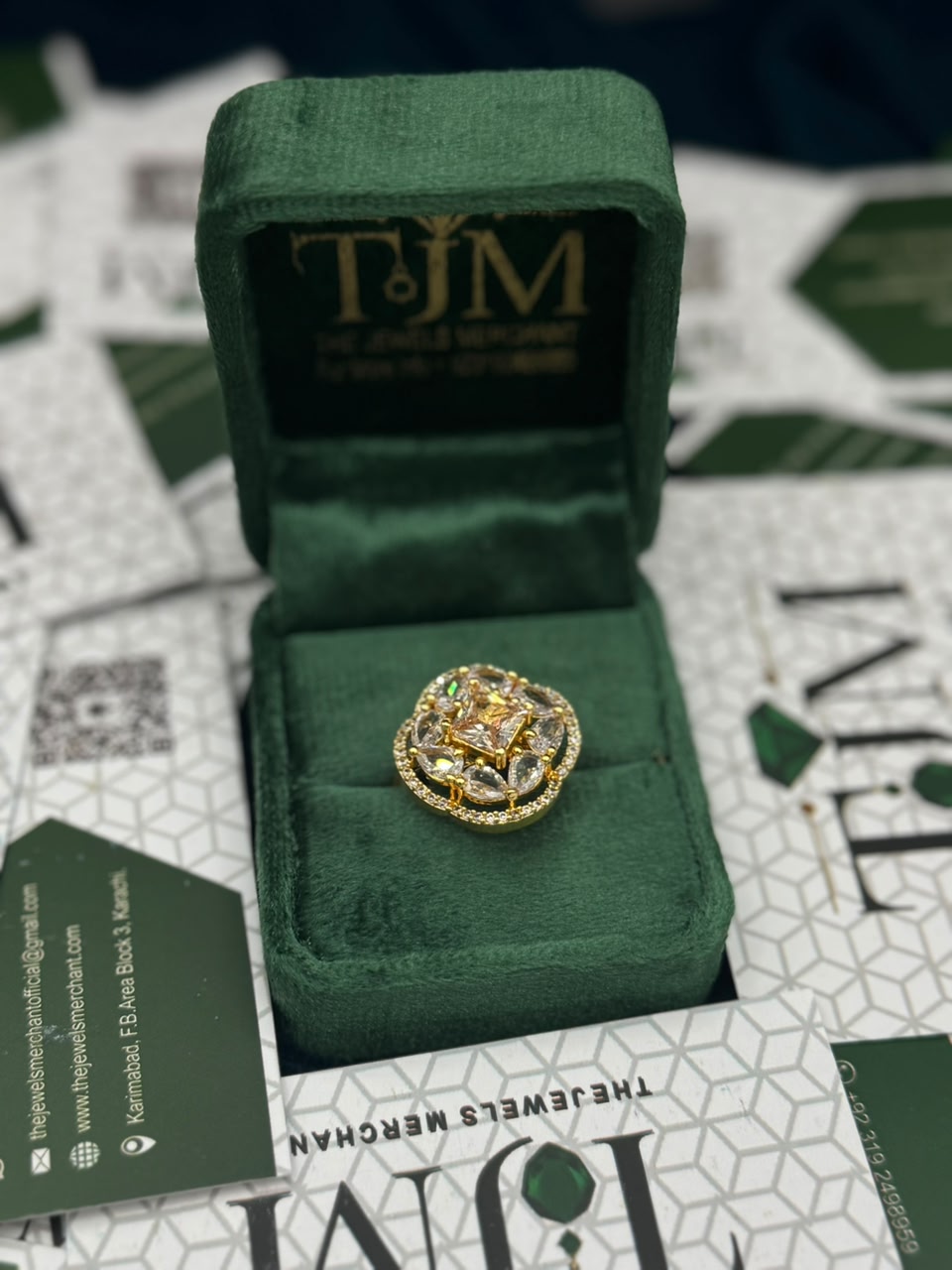 Gold Plated Zircons Studded Ring