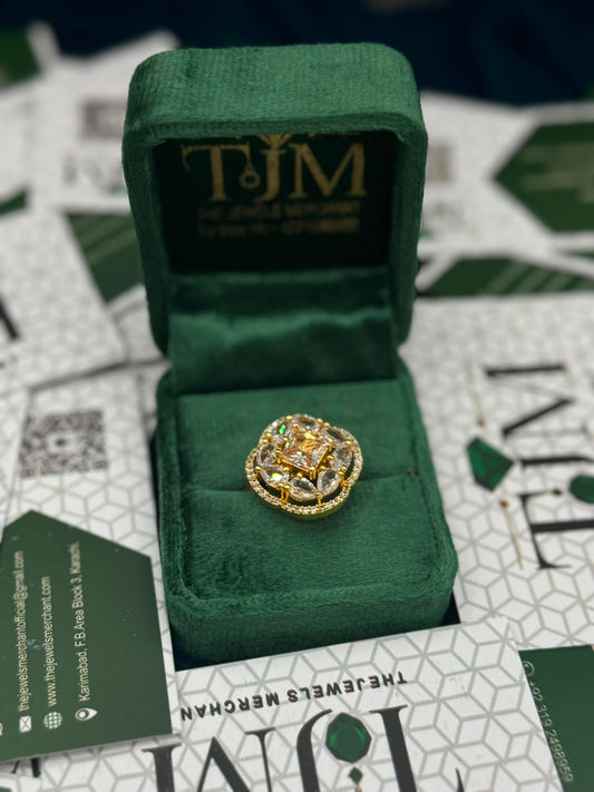 Gold Plated Zircons Studded Ring