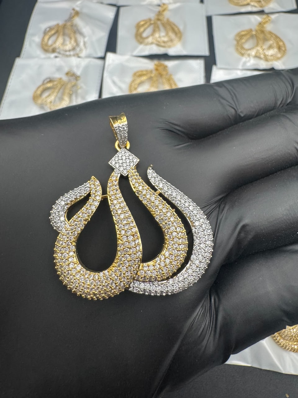 Gold Plated Big Size Allah Name Pendant With Chain | The Jewels Merchant