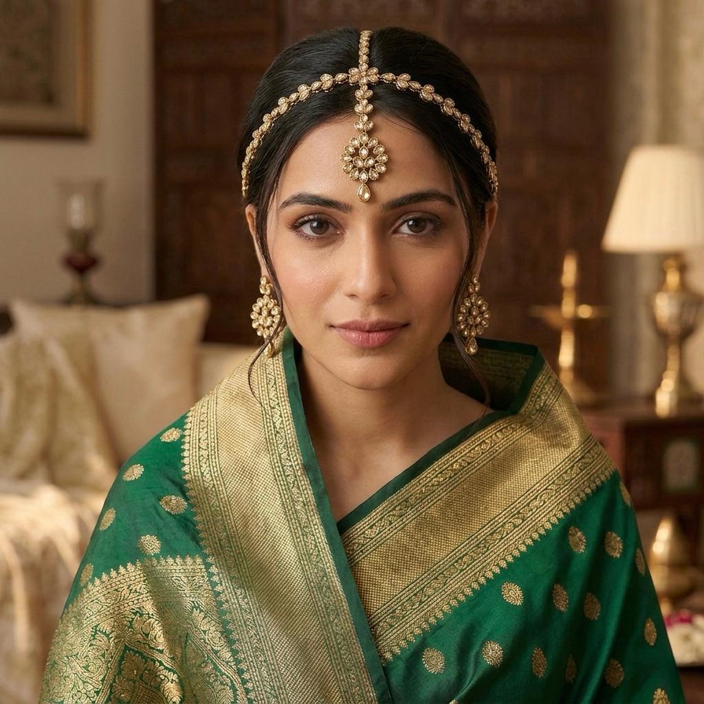 Kundan Style Sheesh Patti With Earrings