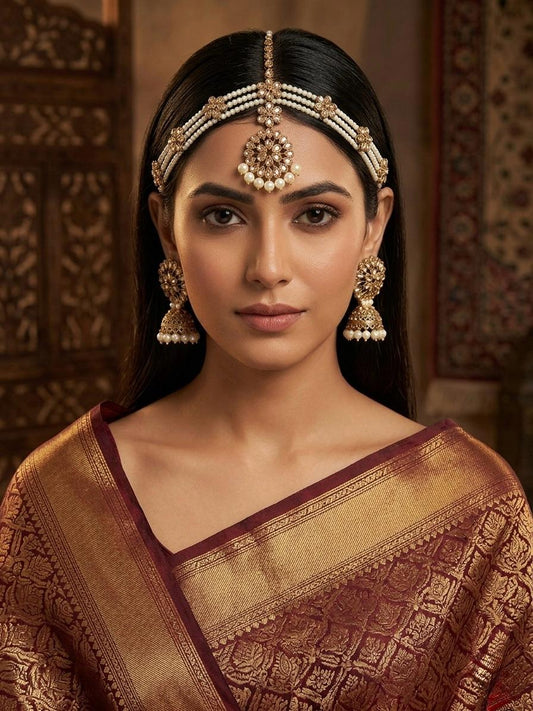 Kundan Style Sheesh Patti With Earrings
