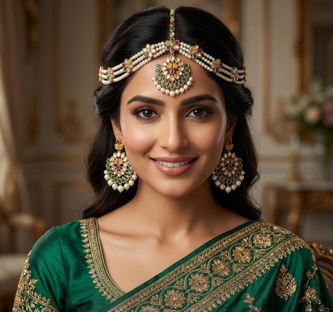 Kundan Style Sheesh Patti With Earrings