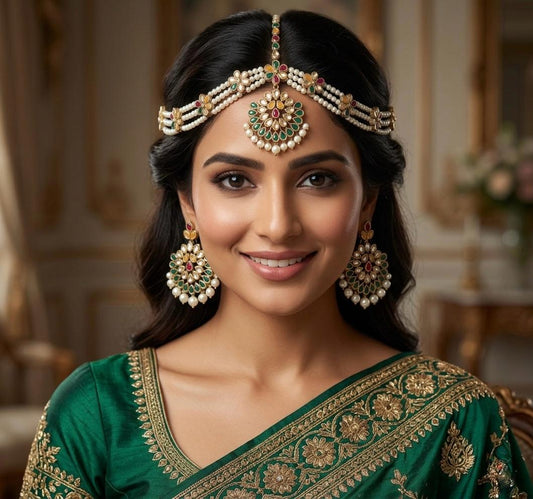 Kundan Style Sheesh Patti With Earrings