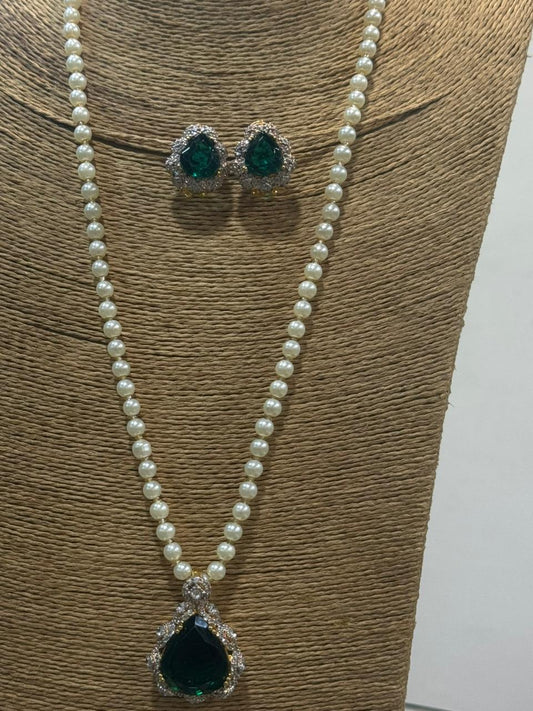 Pure  Gold Plated  AD Pendant Set | The Jewels Merchant