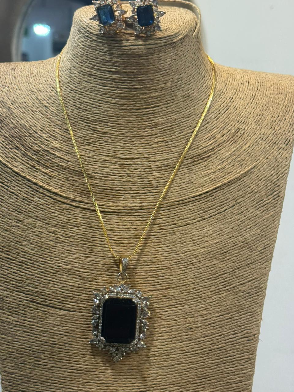 Pure Gold Plated AD Pendant Set | The Jewels Merchant