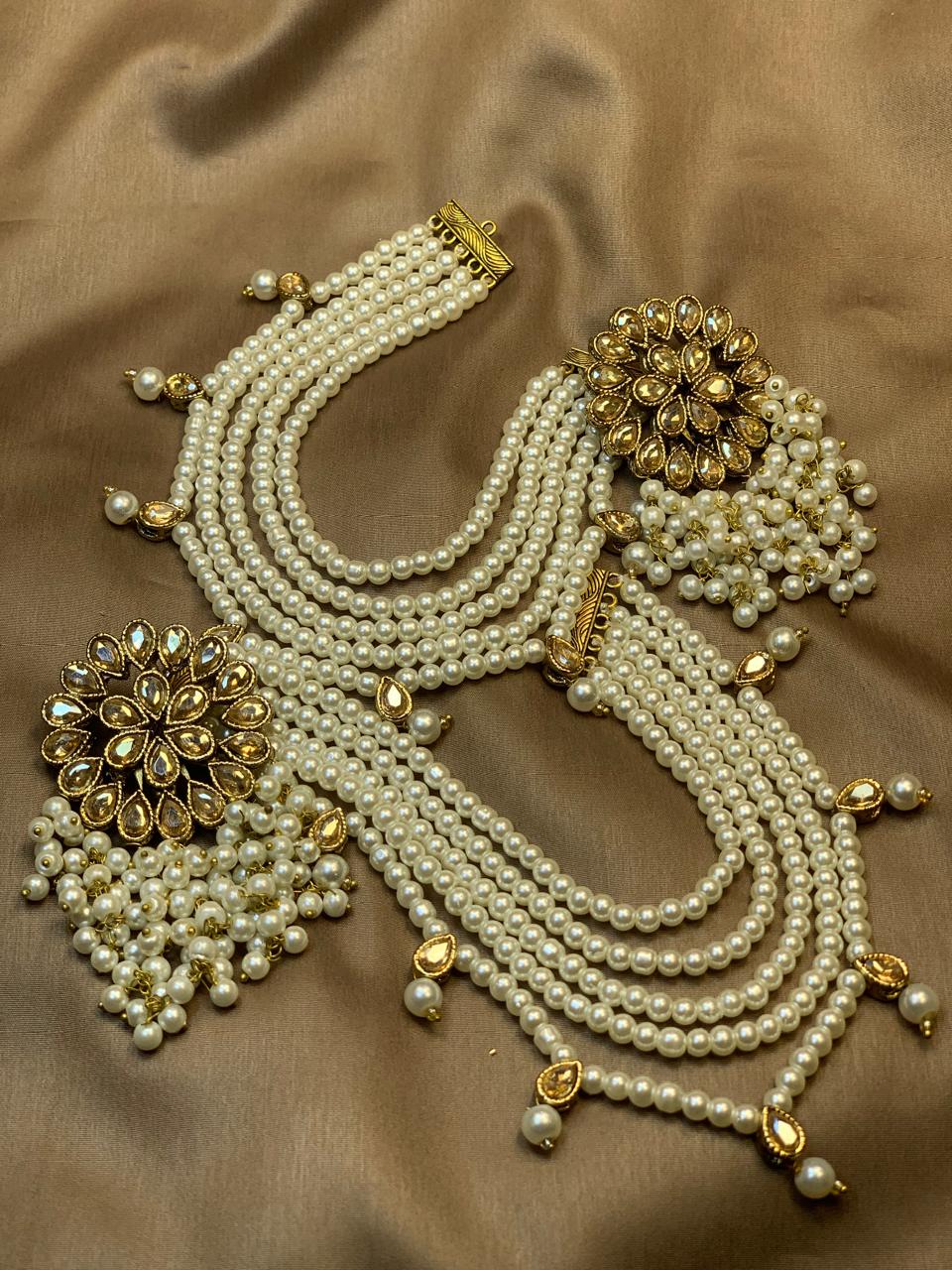 Premium Quality Golden Based Kundan Studded Tops With 5 Layers Sahara