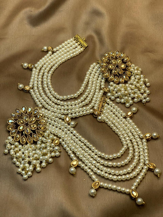 Premium Quality Golden Based Kundan Studded Tops With 5 Layers Sahara
