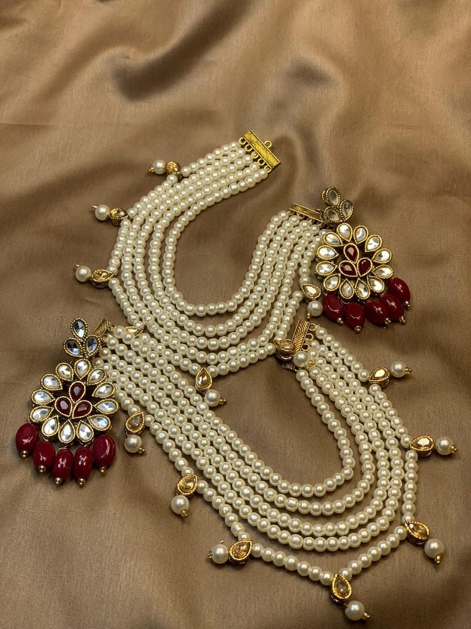 Premium Quality Golden Based Kundan Studded Tops With 5 Layers Sahara