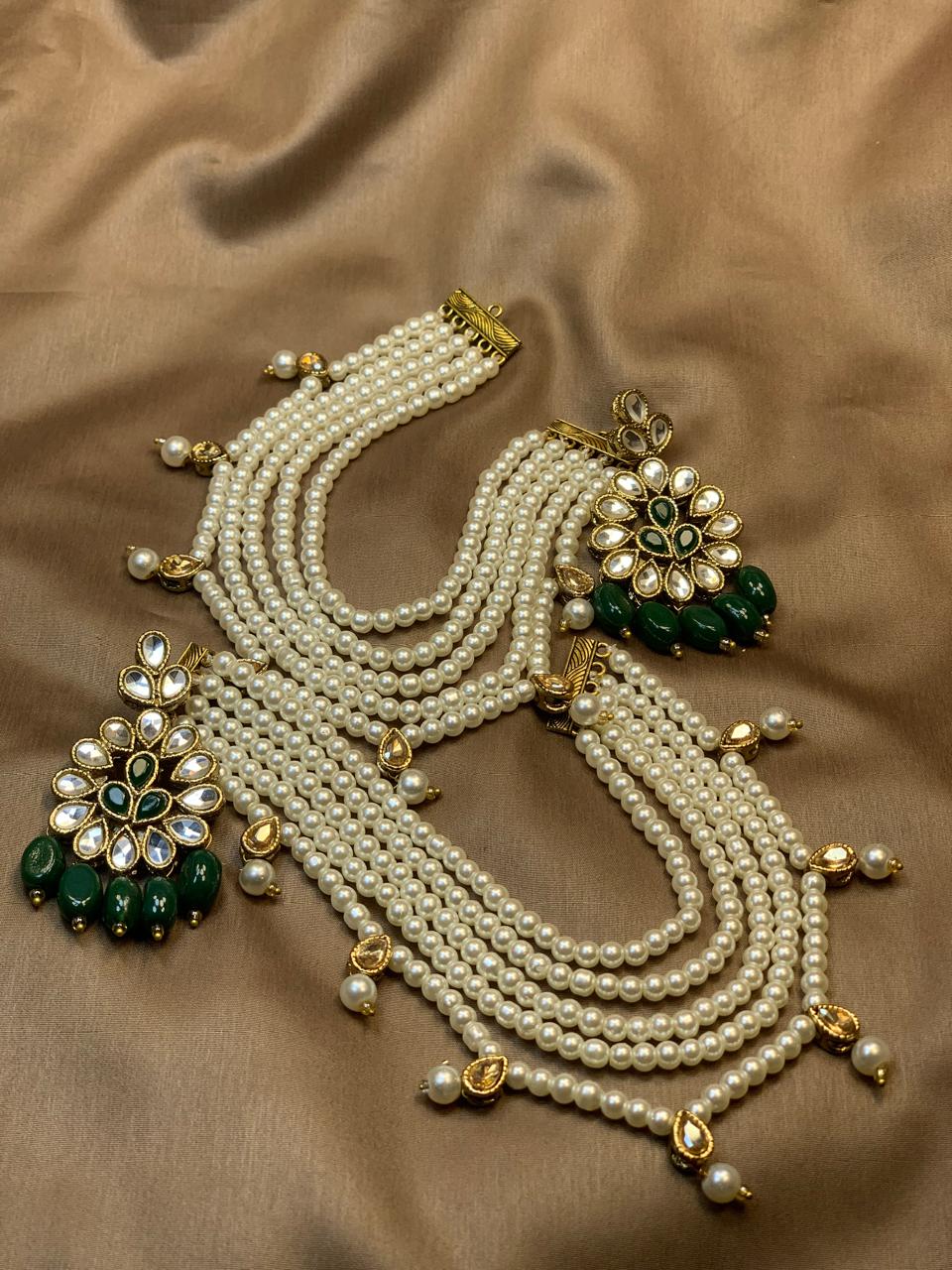 Premium Quality Golden Based Kundan Studded Tops With 5 Layers Sahara