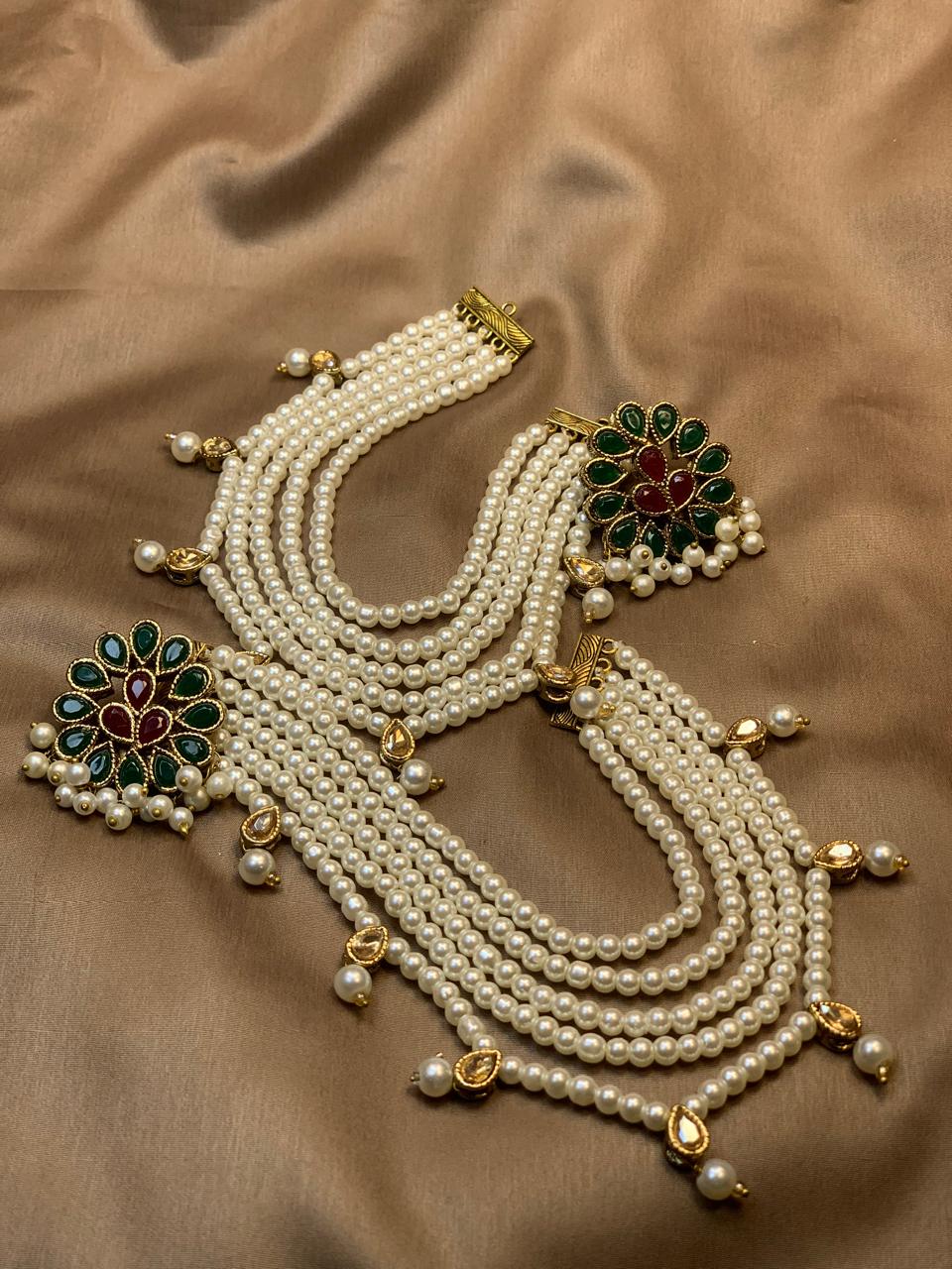 Premium Quality Golden Based Kundan Studded Tops With 5 Layers Sahara