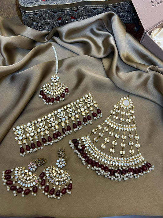 Premium Quality Golden Based Kundan Studded Customized Choker Bridal Set