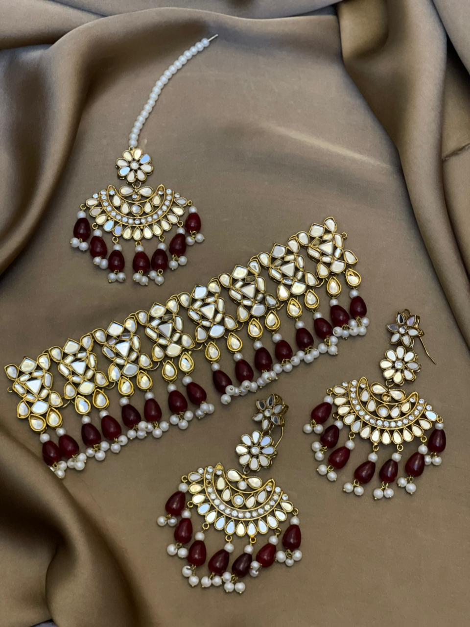 Premium Quality Golden Based Kundan Studded Customized Choker Bridal Set