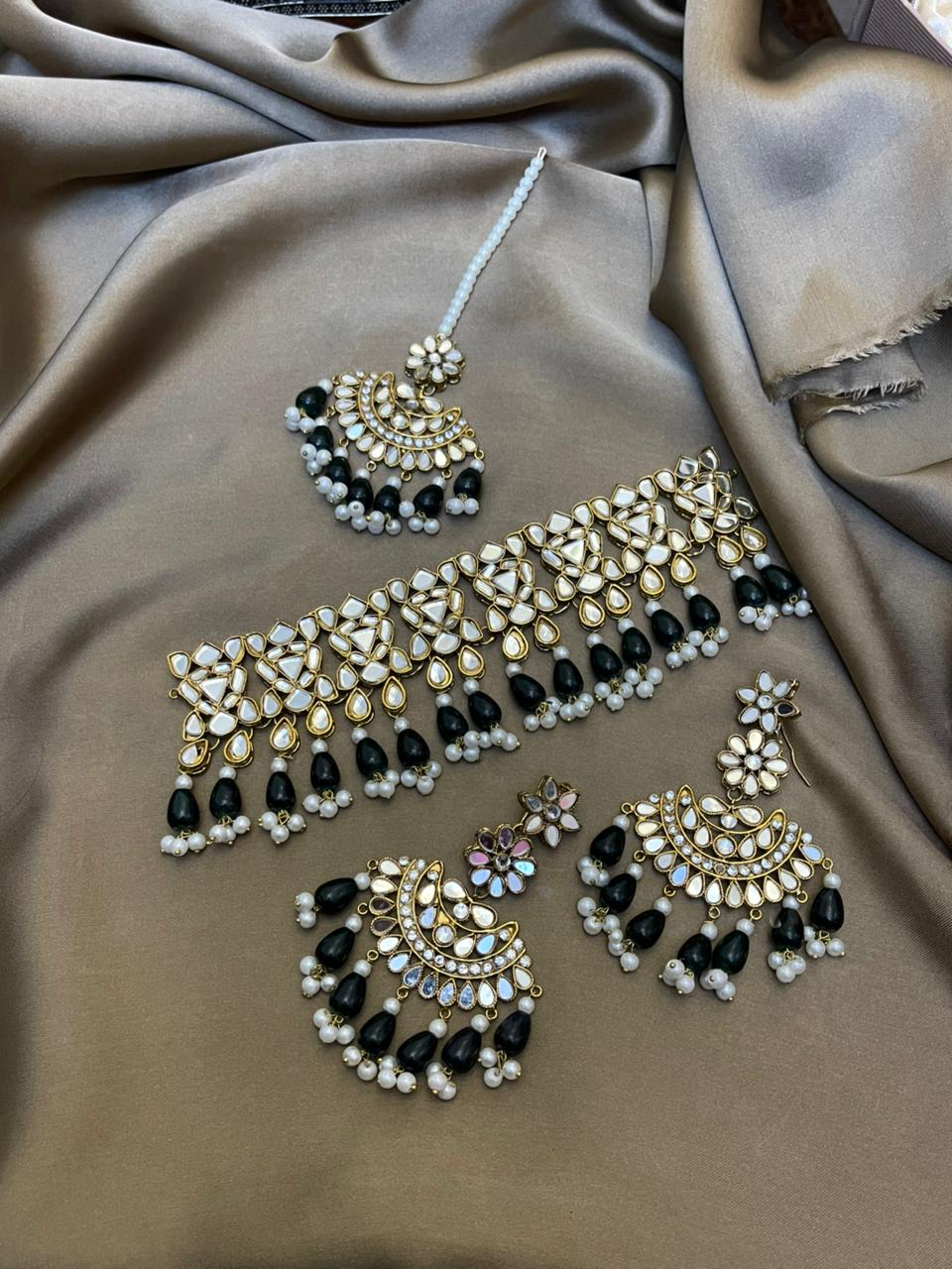 Premium Quality Golden Based Kundan Studded Customized Choker Bridal Set