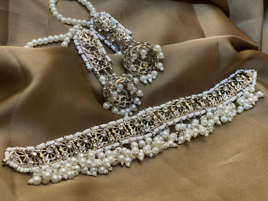 Premium Quality Silver Based Stone Studded Choker Set