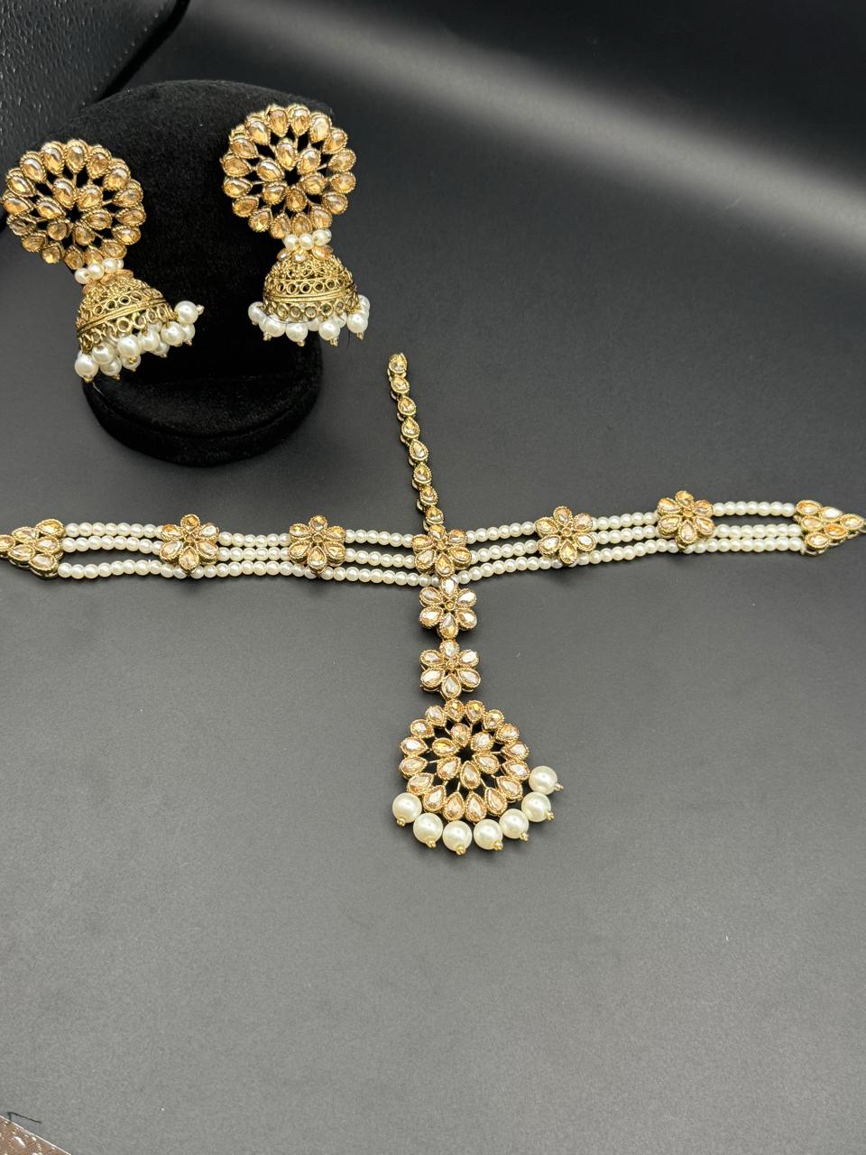 Kundan Style Sheesh Patti With Earrings