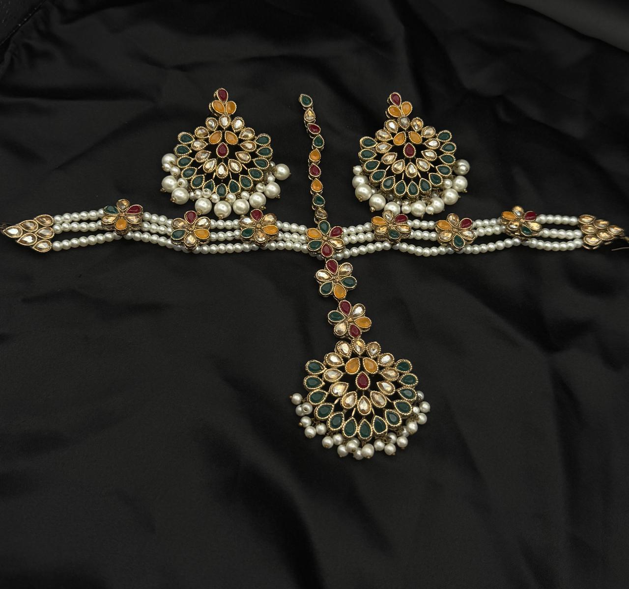 Kundan Style Sheesh Patti With Earrings