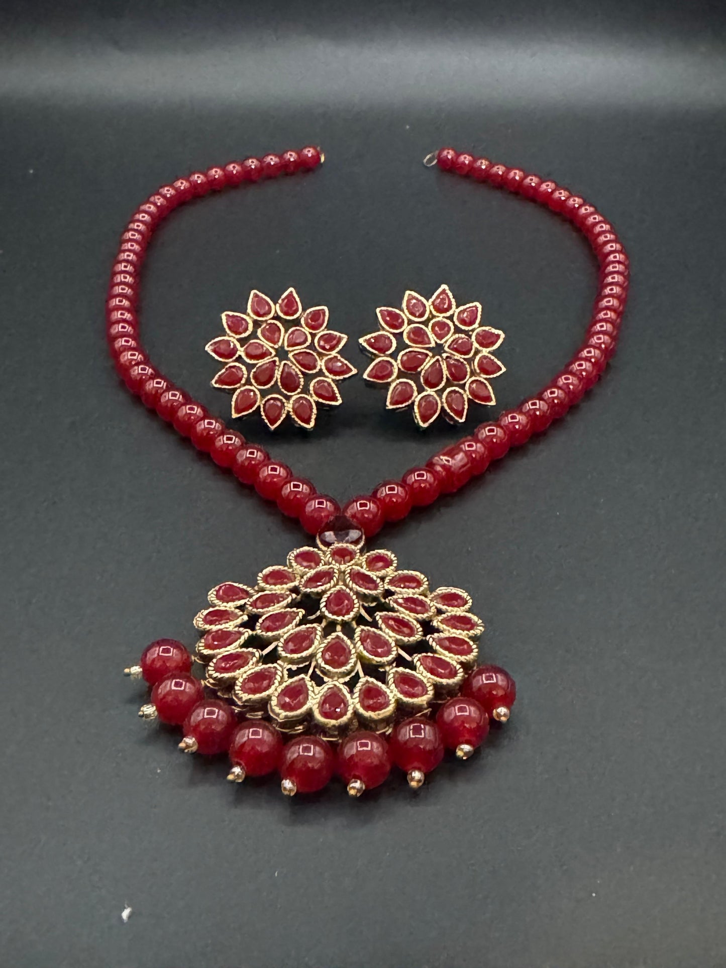 Premium Semi Precious Stone Studded Pearl Mala Set with Elegant Pearls for Weddings & Festive Wear