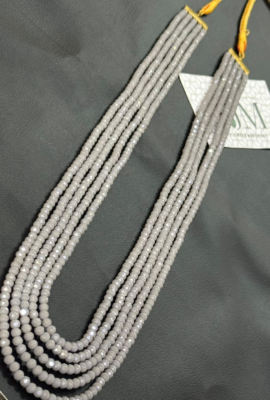 Stylish 5 Layer Mala (Grey)  | The Jewels Merchant
