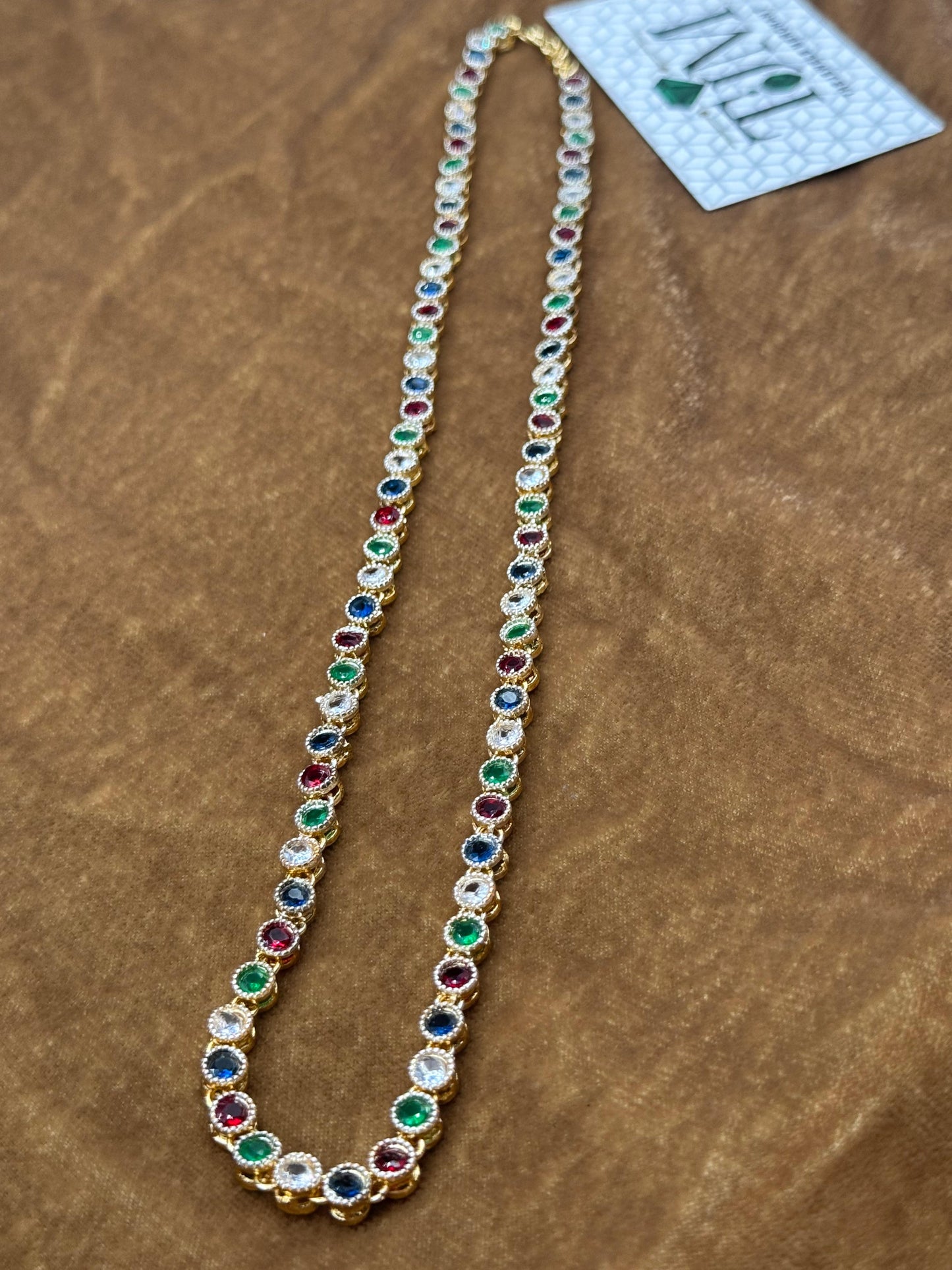 Elegant Zircon Mala | Multi Colour | The Jewels Merchant