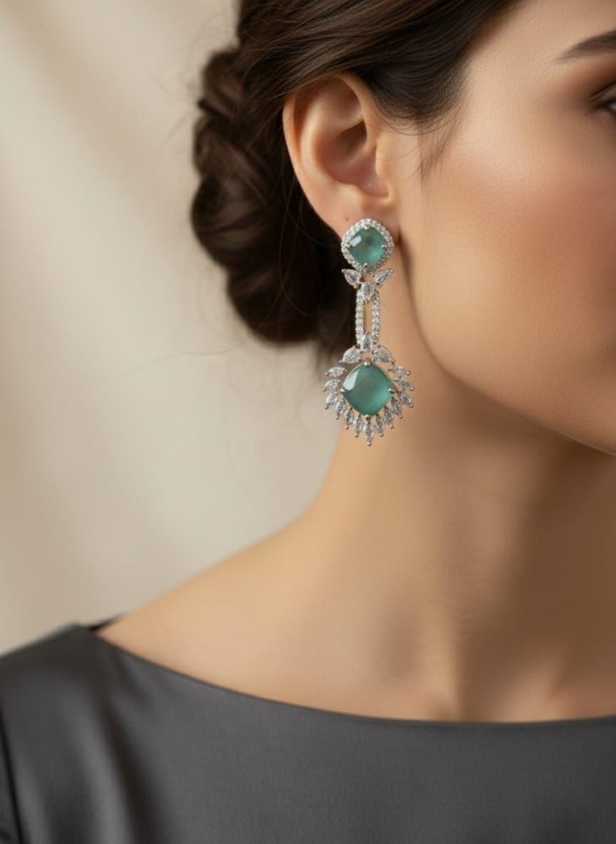 Rhodium Plated Zircon Necklace Set